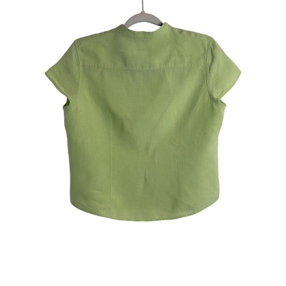 Talbots 100% Irish Linen Short Sleeve Button
Down Top Light Green Size Medium - Picture 5 of 7